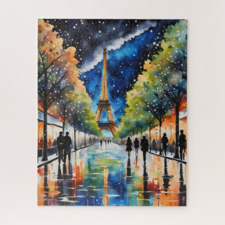 PARIS on a rainy day. Eiffel Tower, Starry Night ジグソーパズル