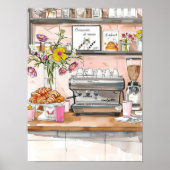 Paris Print Croissant Print Breakfast Print Kitche ポスター (正面)