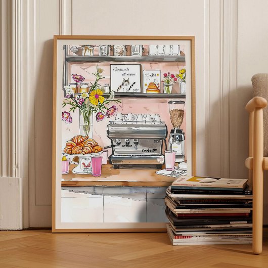 Paris Print Croissant Print Breakfast Print Kitche ポスター
