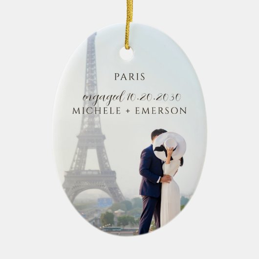 Paris Proposal Engagement Photo keepsake セラミックオーナメント (正面)