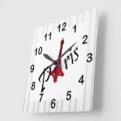 Paris, red Eiffel tower スクエア壁時計 (傾斜)