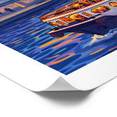 Paris Retro Travel Poster - Eiffel Tower & Louvre  ポスター (角)