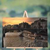 Paris River Wall Art Cityscape Sunset Scene アクリルサイン (ニュートラル)