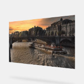 Paris River Wall Art Cityscape Sunset Scene アクリルサイン (傾斜)