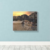 Paris River Wall Art Cityscape Sunset Scene キャンバスプリント (インサイチュ (ウッドフロア))