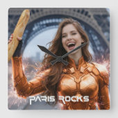 PARIS ROCKS スクエア壁時計 (正面)