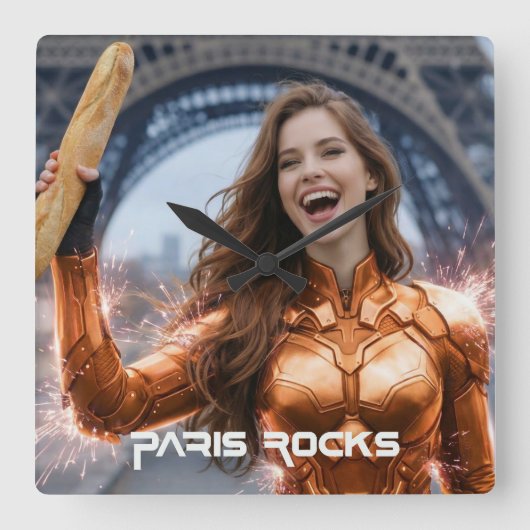 PARIS ROCKS スクエア壁時計 (正面)