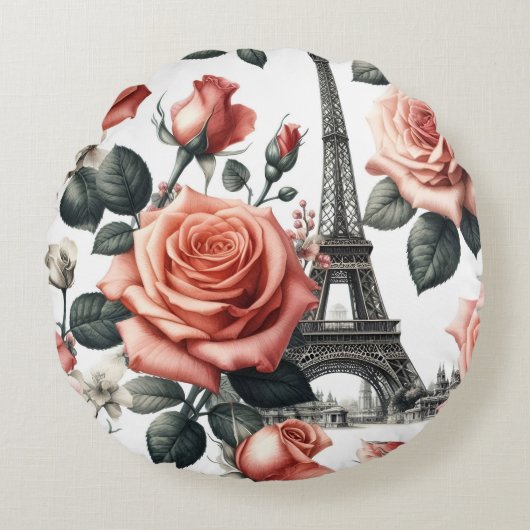 paris roses ラウンドクッション (正面)