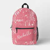 Paris Script Backpack – カスタマイズ可能なWanderlust プリントバックパック (正面)