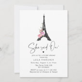 Paris SheはOuiミニマル主義のフランスのブライダルシャワー 招待状 (正面)