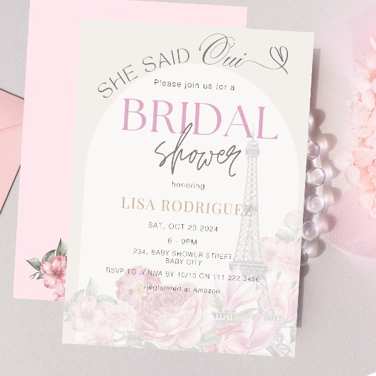 Paris SheはOui Franceブライダルシャワーと述べた 招待状