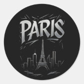 Paris Skyline Sticker ラウンドシール (正面)