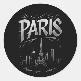 Paris Skyline Sticker ラウンドシール