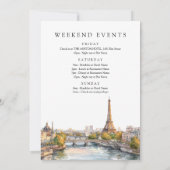 Paris Skyline Watercolor Bachelorette Weekend 招待状 (裏面)