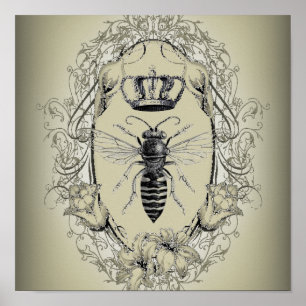 paris steampunk beekeeper french bee queen crown ポスター