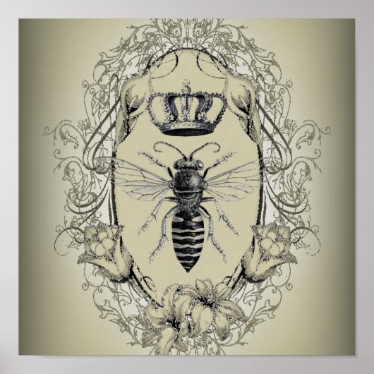 paris steampunk beekeeper french bee queen crown ポスター (正面)