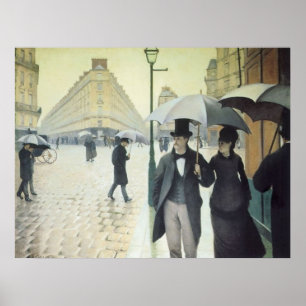 Paris Street, Rainy Day by Caillebotte ポスター