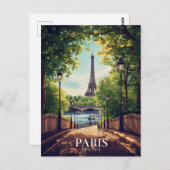 Paris Summer Park Eiffel Tower ポストカード (正面/裏面)