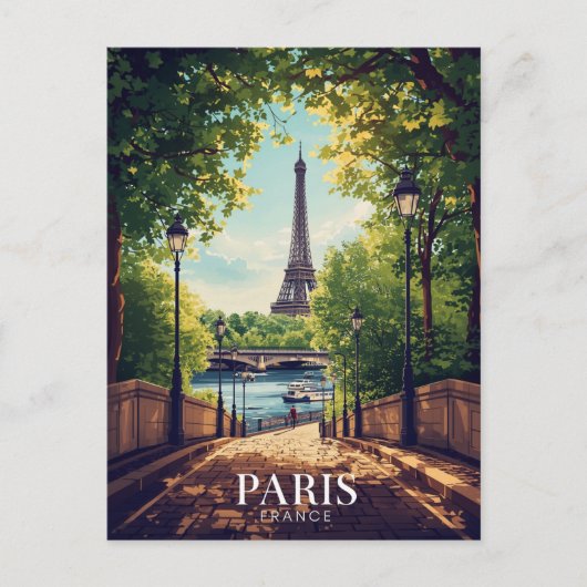 Paris Summer Park Eiffel Tower ポストカード (正面)