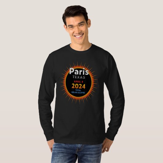 Paris Texas TX Total Solar Eclipse 2024  2  Tシャツ (正面フル)