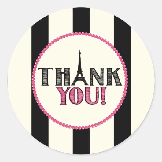 Paris Thank Youステッカー ラウンドシール (正面)