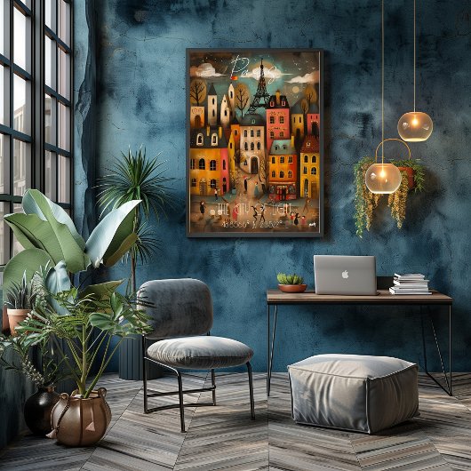 Paris: The City of Light - Whimsical Art ポスター