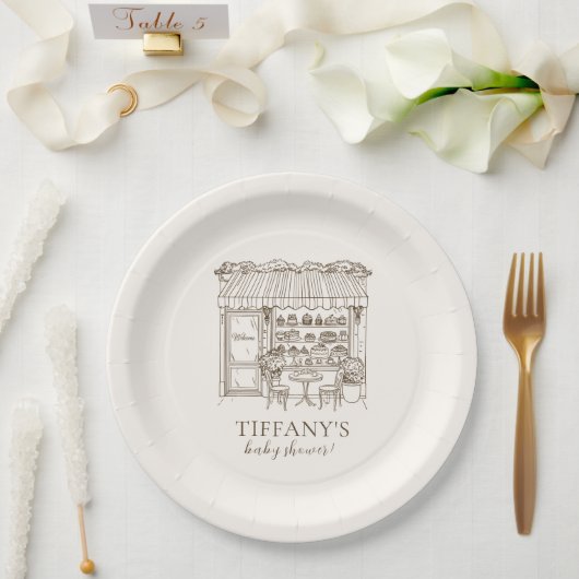 Paris Theme French Patisserie Baby Shower ペーパープレート (ウェディング)