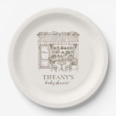 Paris Theme French Patisserie Baby Shower ペーパープレート (正面)