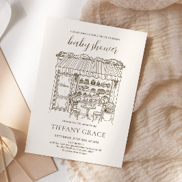 Paris Theme French Patisserie Baby Shower 招待状