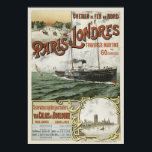 Paris to London Vintage Poster 1890 ポスター<br><div class="desc">Vintage travel poster for steamship travel from Paris to London. Chemin de fer du Nord. Paris à Londres via Calais. Published in 1890. Please note that our posters are high quality reproductions based on professional, very high resolution scans off the originals. Our manual retouching process does not involve the use...</div>