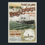 Paris to London Vintage Poster 1890 ポスター<br><div class="desc">Vintage travel poster for steamship travel from Paris to London. Chemin de fer du Nord. Paris à Londres via Calais. Published in 1890. Please note that our posters are high quality reproductions based on professional, very high resolution scans off the originals. Our manual retouching process does not involve the use...</div>