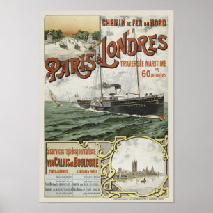 Paris to London Vintage Poster 1890 ポスター
