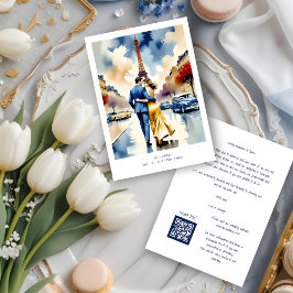 Paris Tour Eiffel Colorful Cityscape Wedding セーブザデート