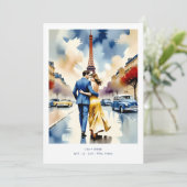 Paris Tour Eiffel Colorful Cityscape Wedding 招待状 (スタンド正面)