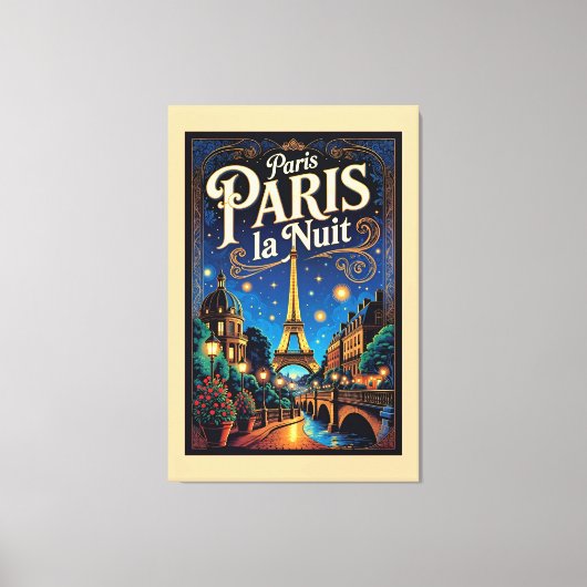 Paris Travel Poster,  キャンバスプリント (正面)