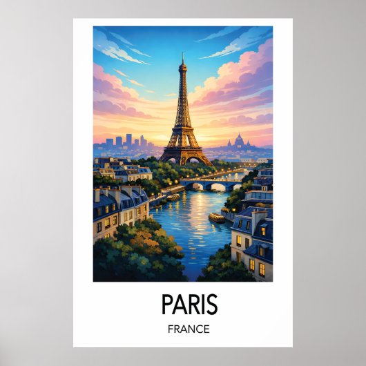 Paris Travel Poster France Wall Art ポスター (正面)