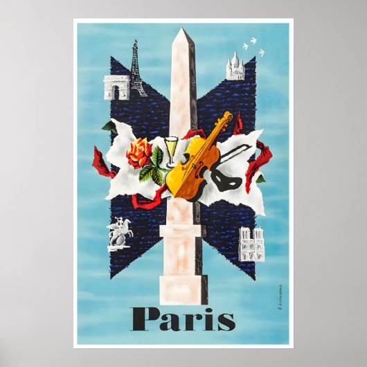 Paris Travel Poster French Print France Art ポスター (正面)