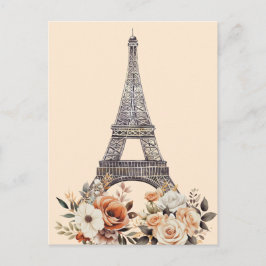 Paris Trip Eiffel Tower Beautiful Floral ポストカード