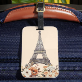 Paris Trip Eiffel Tower Beautiful Floral ラゲッジタグ