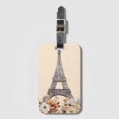 Paris Trip Eiffel Tower Beautiful Floral ラゲッジタグ (正面縦)