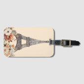 Paris Trip Eiffel Tower Beautiful Floral ラゲッジタグ (正面横)