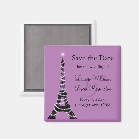 Paris Twinkles Save the Date Magnet マグネット (正面/裏面)