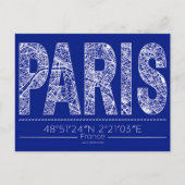 Paris Typography Map Postcard Modern Travel Design ポストカード (正面)