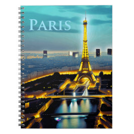 Paris Under a Turquoise Blue Twilight Sky ノートブック