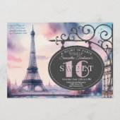 Paris Vintage Eiffel Tower Sweet 16 Birthday  招待状 (正面)