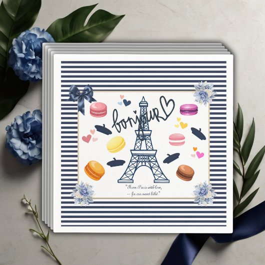 Paris w/ Love for Our Sweet Bebe Baby Shower スタンダードカクテルナプキン