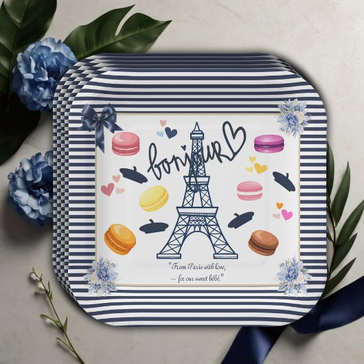 Paris w/ Love for Our Sweet Bebe Baby Shower ペーパープレート