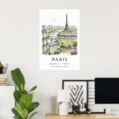 Paris Wall Art Print Fine Line Cityscape - Black ポスター (ホームオフィス)