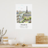 Paris Wall Art Print Fine Line Cityscape - Black ポスター (キッチン)