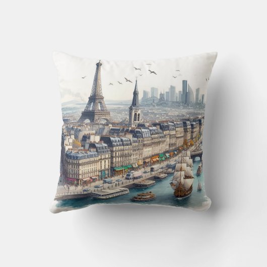 paris watercolor  クッション (裏面)